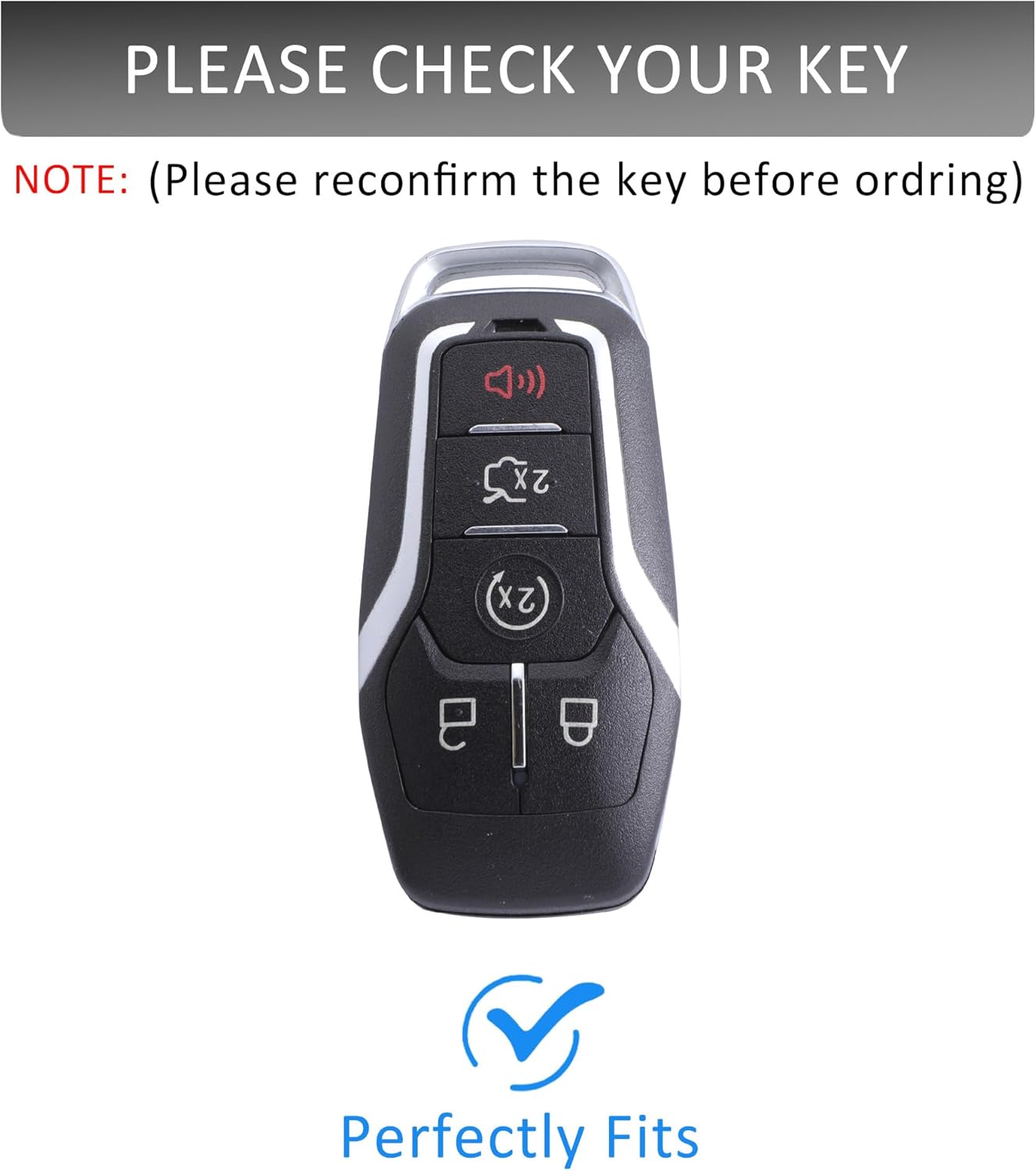key fob cover with heavy-duty keychain for ford f150 fusion explorer mustang lincoln mkz mkc brown