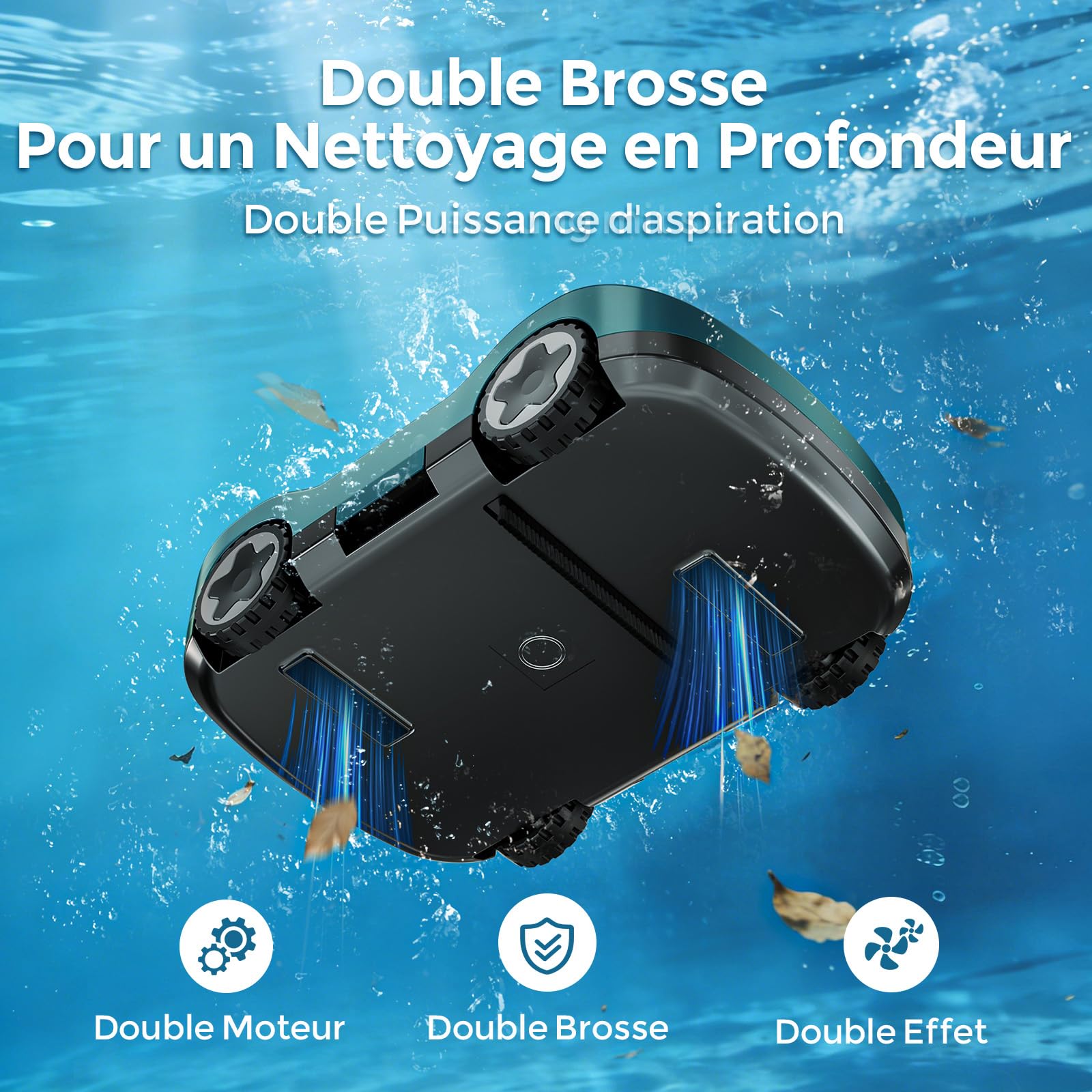 Poolroboter, Kabelloser Poolsauger Akku, Akku Poolroboter Kabellos, 180 Min Laufzeit, Starke Saugkraft, Intelligente Navigation, Ultrafeine Filtration, Auto-Parking, Poolsauger für Aufstellpool 200m²