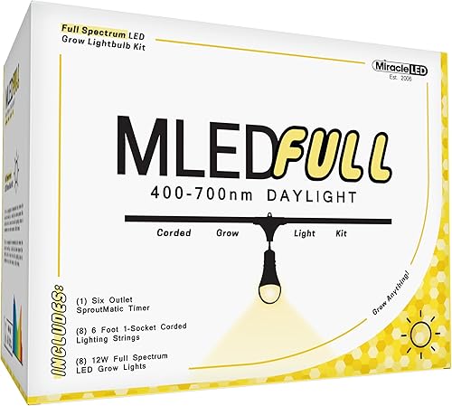 Miracle LED Kit completo de luces de cultivo para interiores de nanómetro, incluye 1 bombilla de repuesto de espectro completo de 150 W y accesorio