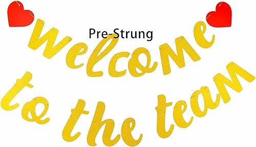 Vrogadso Cartel de bienvenida al equipo pre-encordado con texto en inglés "Welcome to The Team", "No DIY oro rosa brillante" para nuevos empleados