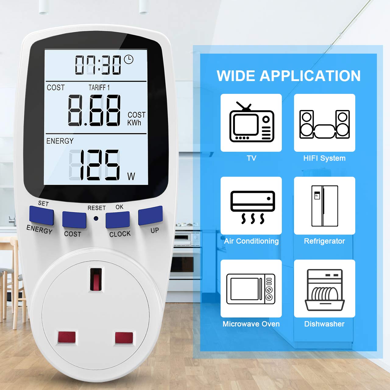 Energy Monitor Plug Power Meter, Electricity Usage Monitor Socket with