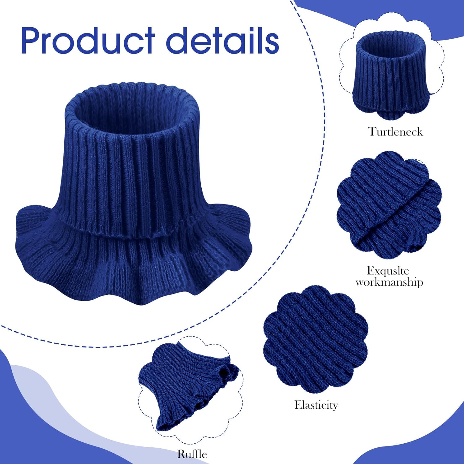 JenPen Winter Fake Turtleneck for Women Dickey Collar Knitted Detachable Half Top Mock High Turtleneck Neck Warm Faux Collar - Image 3