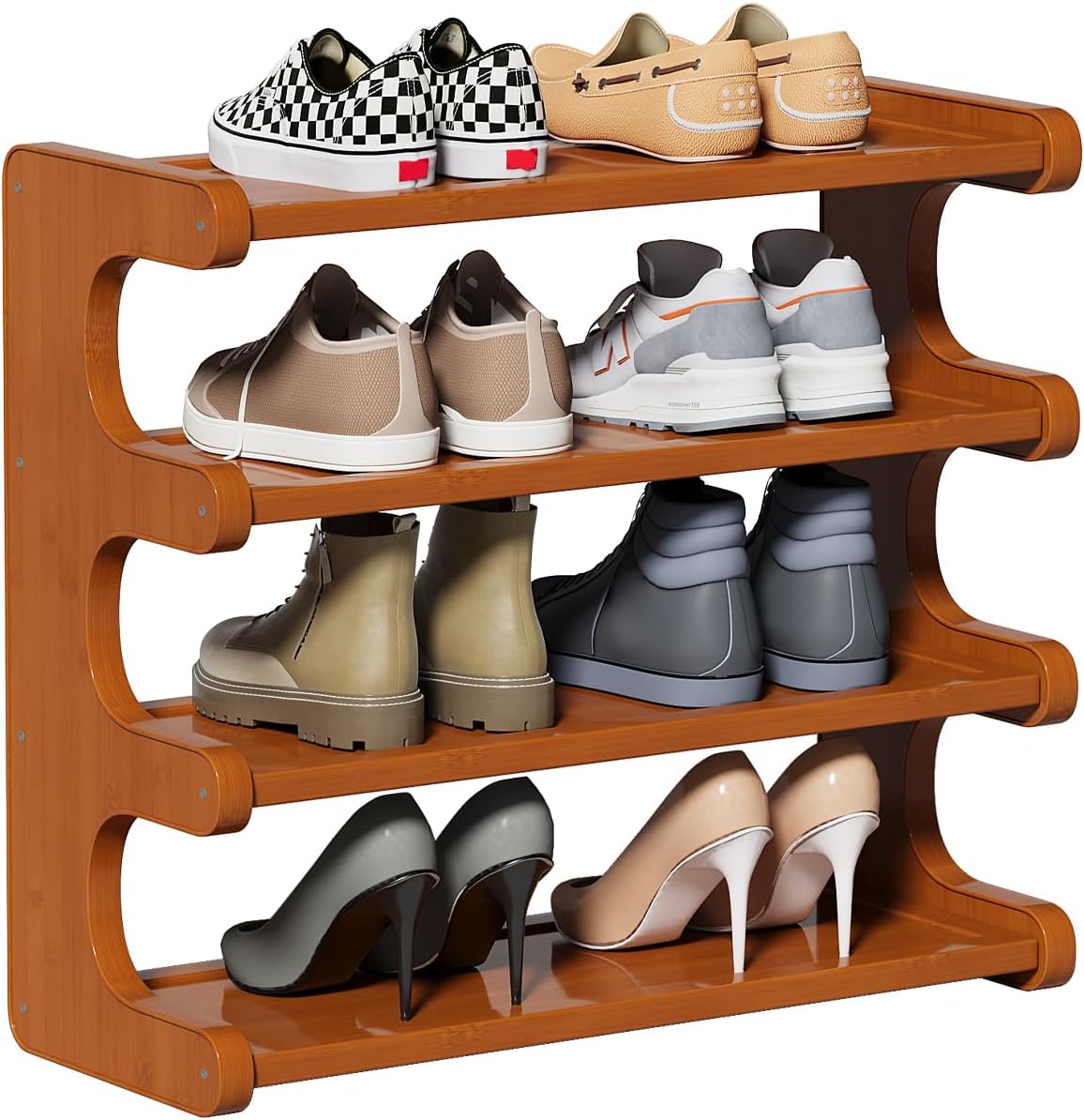 Leo IRis Bamboo Shoe Rack - 4/5/6 Tier Shoe Shelf Organizer, Entryway Free Standing Shoe Storage Rack, Multi-Layer Shoe Stand for Closet, Hallway, Bedroom, Space Saving Furniture