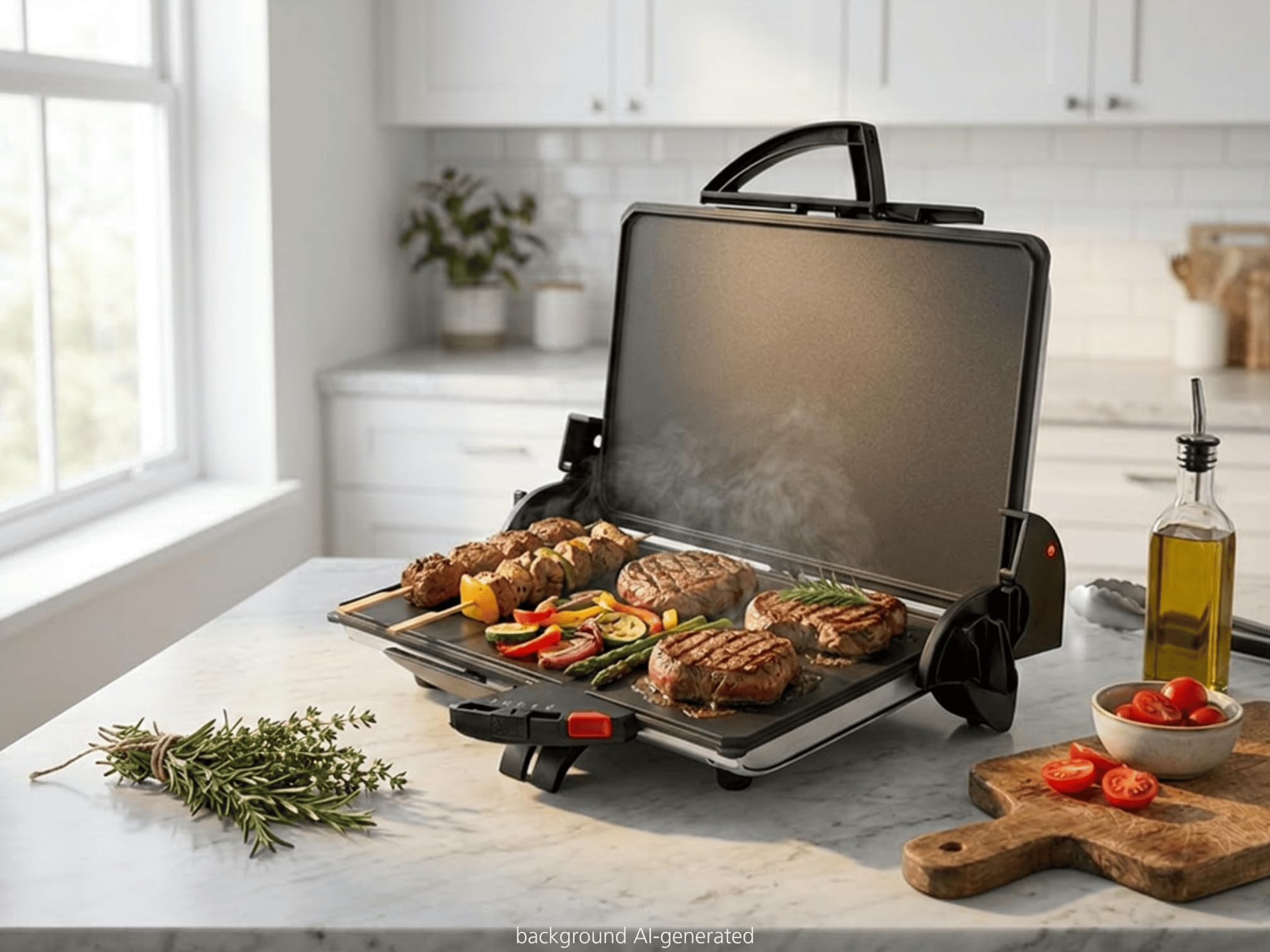Steba PG 4.4 BBQ Kontaktgrill | Überbacken, Offen Grillen auf doppelter Fläche, Grillfläche: 2 x 37 x 23 cm