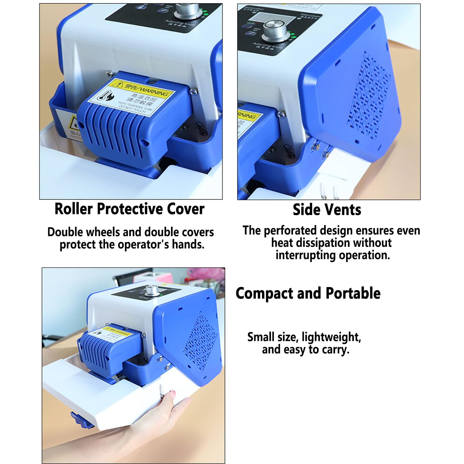 Sigillante portatile per sacchetti, termosaldatrice a rullo con display e protezione intelligenti, 80-200 ℃, 5 m/min per imballaggi alimentari domestici