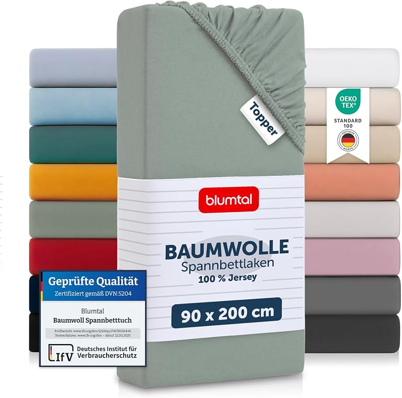 Blumtal Jersey Fitted Sheet Topper 90x200 cm Nyári Zöld Pamut
