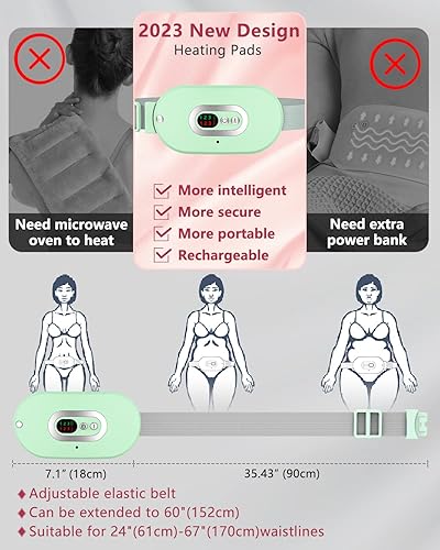 Miniatura 7 de Almohadilla térmica portátil, almohadilla térmica para aliviar el dolor de calambres, almohadilla térmica eléctrica inalámbrica portátil para