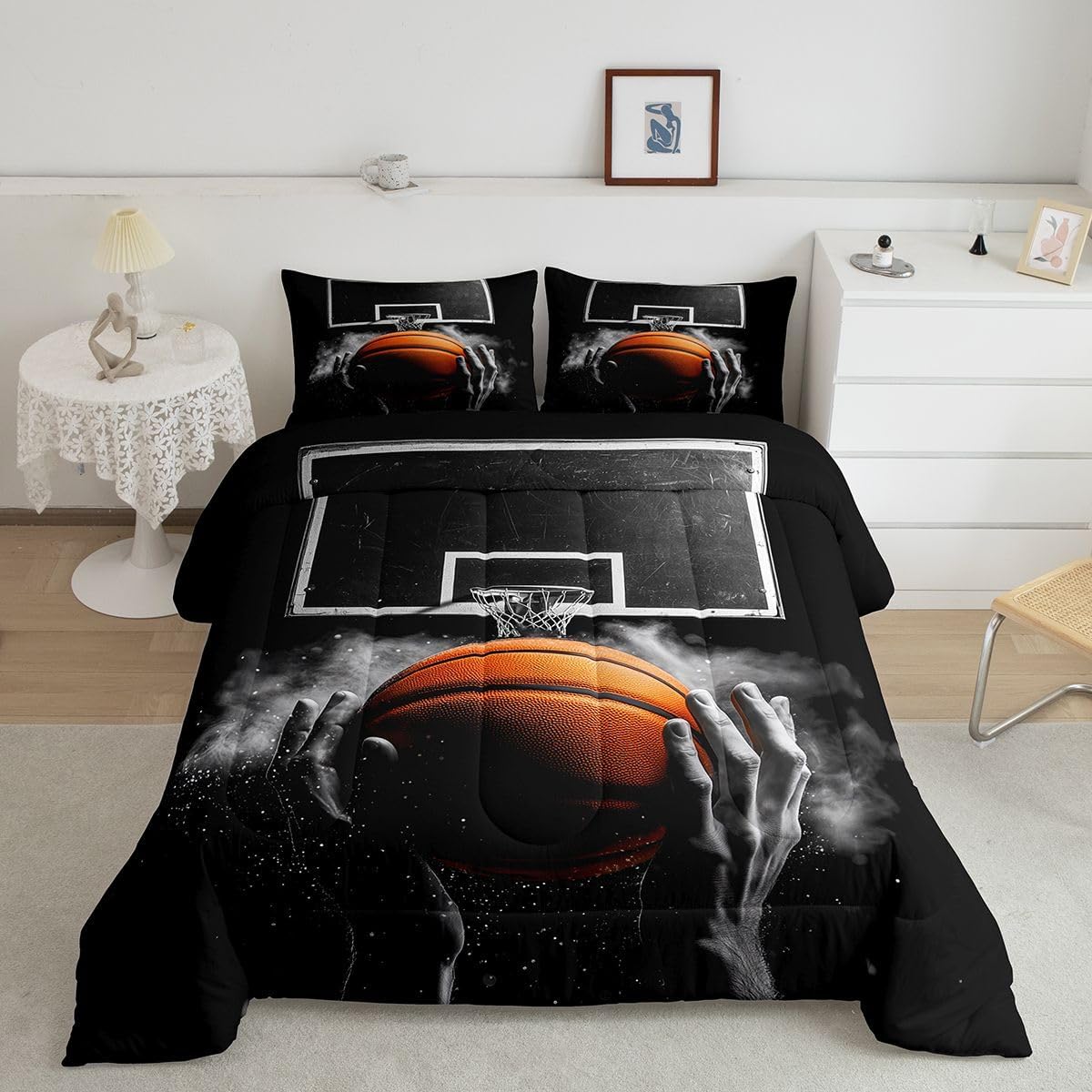 Castle Fairy 3D Dragon Wolf Bedding Set King Size Red Blue Starry Sky Splice Comforter for Child Toddler Teens Western Dragon Down Comforter Wild Animal Wolf Duvet Insert with 2 Pillowcases