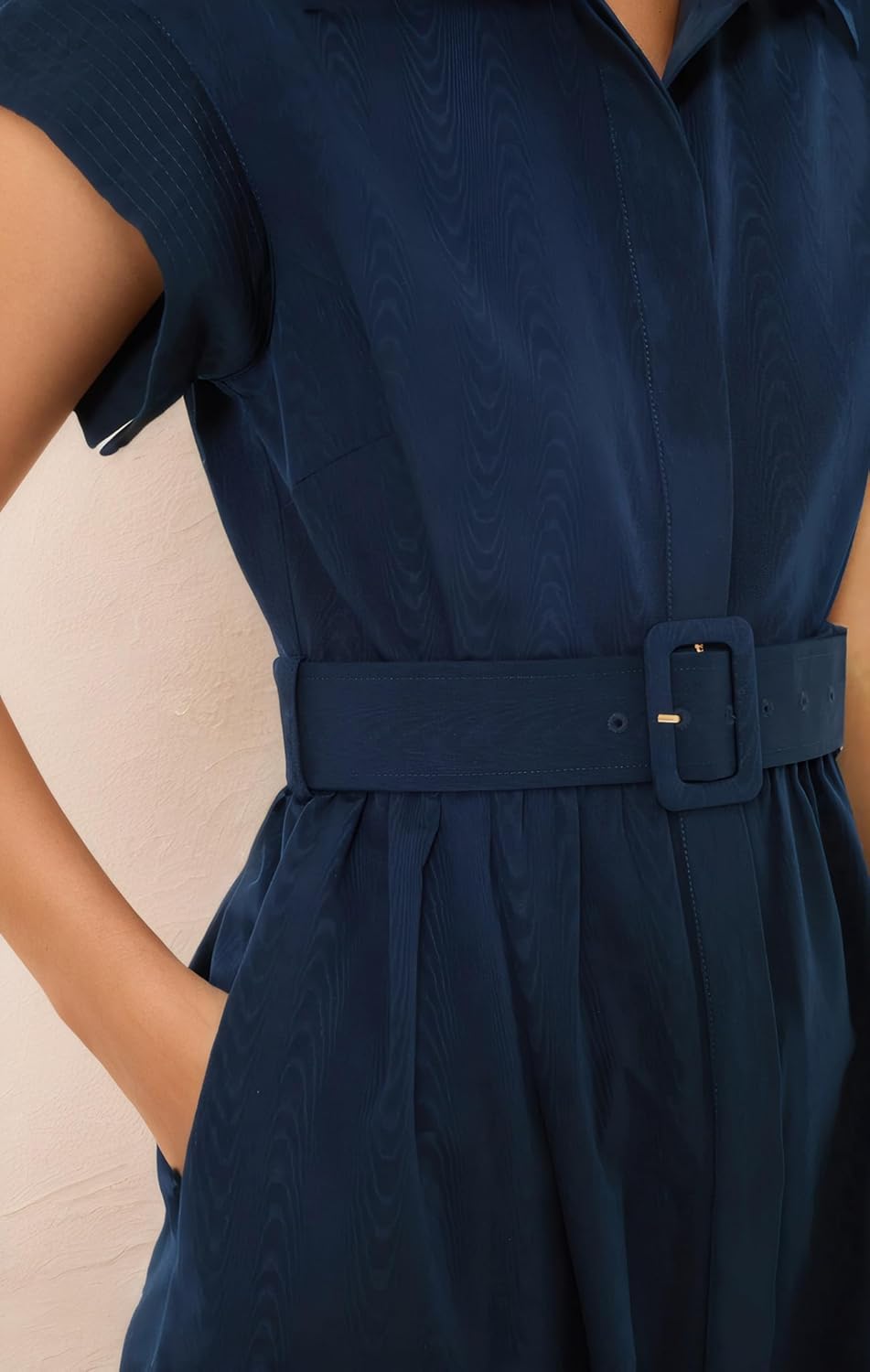 Ladyful Women Casual Button Down Shirt Dress Short Wing Sleeve Buiness Midi Shirt Dress with Belt Elegant Dress - Image 6