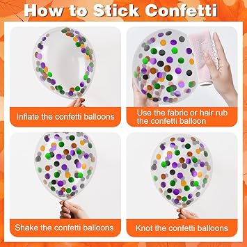 60 Pcs 12 Inch Halloween Balloons Orange Black Green Purple Confetti Balloons for Halloween Birthday Trick or Treat Party Decoration