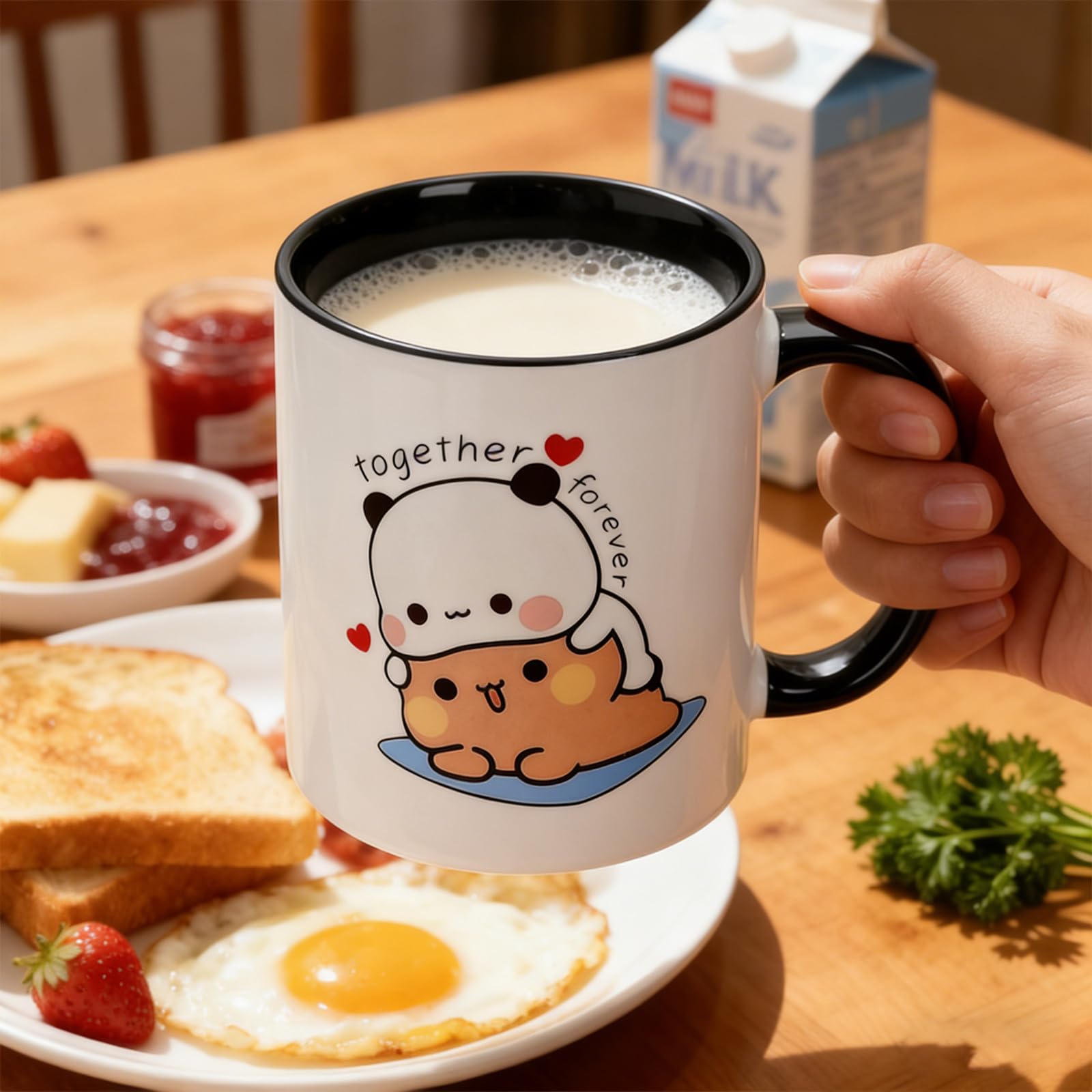 Kubek estetyczny dla Bubu Dudu 330 ml, ceramiczny kubek dla Dudu Bubu, uroczy kubek na herbatę i kawę, niedźwiedź i panda, zabawne kubki, zabawne kubki kawowe jako najlepszy prezent