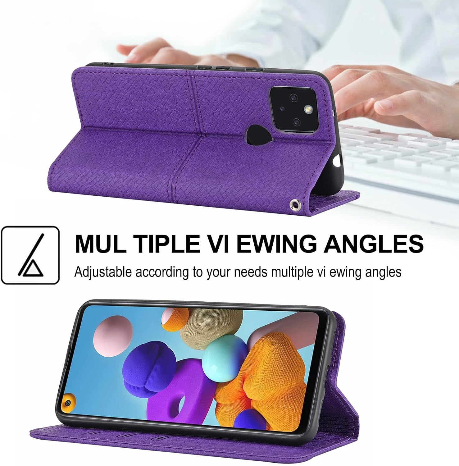 Compatible with Samsung Galaxy A53 5G Magnetic Closure Cover,Compatible with Samsung Galaxy A53 5G Kickstand Wallet Phone Cover Purple