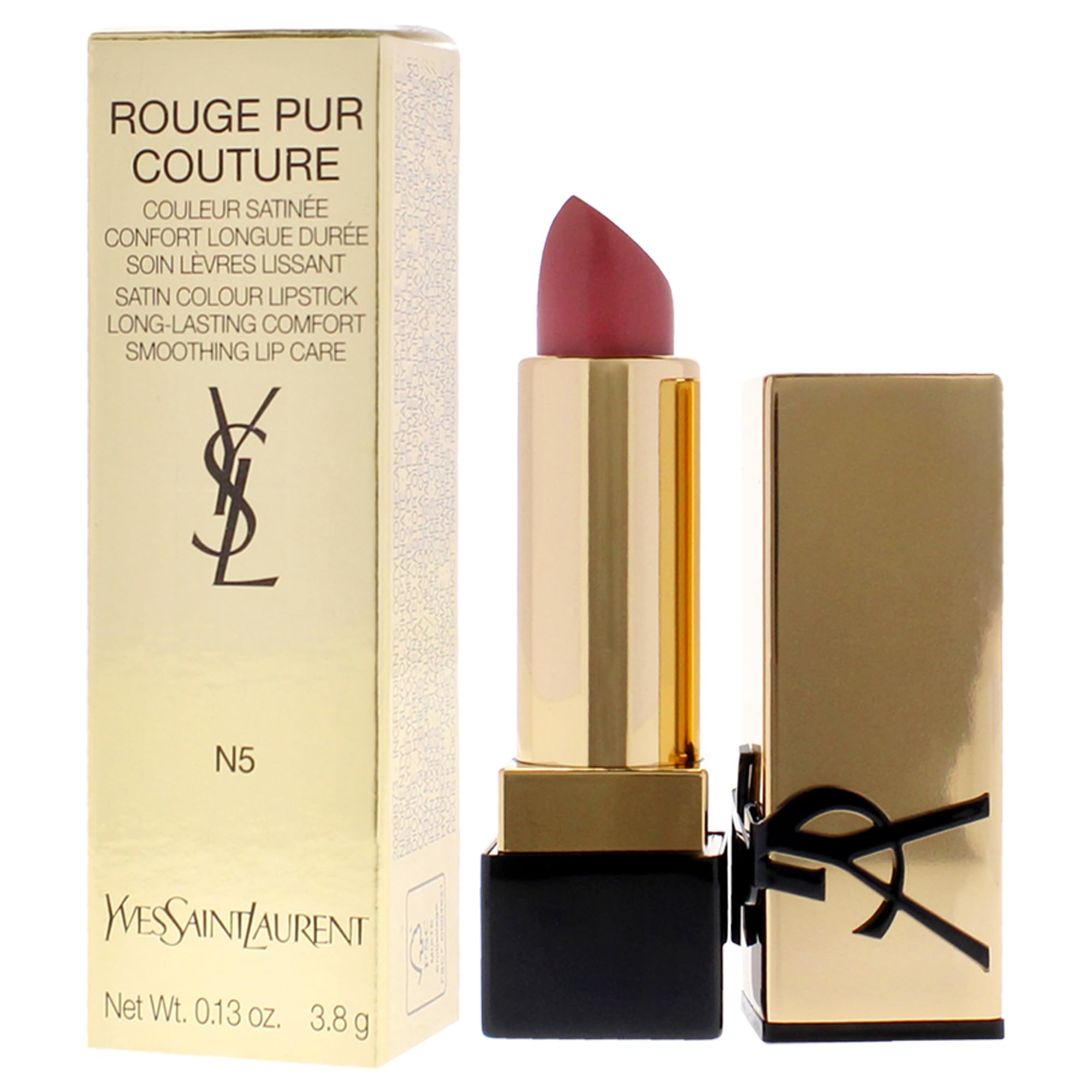 Rouge Pur Couture Satin Lipstick - N5 Tribute Nude by Yves Saint Laurent for Women - 0.13 oz Lipstick, Cranberry, 3.9 g (Pack of 1) - Image 4