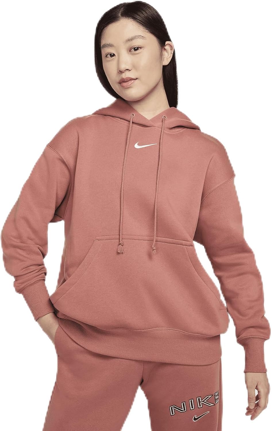 Nike Sportswear Phoenix Fleece Women's Oversized Pullover Hoodie (DQ5860-634, Canyon Pink/Sail) Size Small