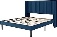 Vista 56 de SHA CERLIN Base de cama de terciopelo tamaño King con cabecera capitoné de canal vertical, plataforma tapizada con listones de madera, no necesita