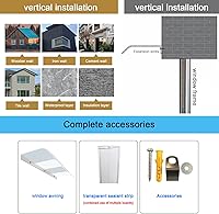 Vista 8 de Invisible Front Door Canopy Outdoor Awning,Rain Awning Sun Shetter,Sun Shade Patio Window Awning,UV Rain Snow Protection Shelter,Solid Polycarbonate