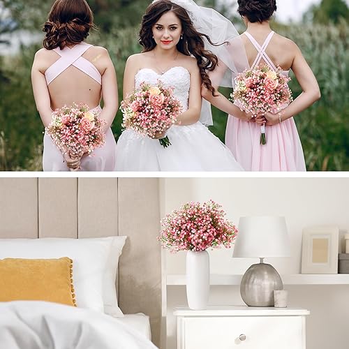 Miniatura 22 de Janinka 50 flores artificiales de aliento de bebé, flores artificiales de gypsophila de 20.8 pulgadas, tacto real, ramo de gypsophila falsa