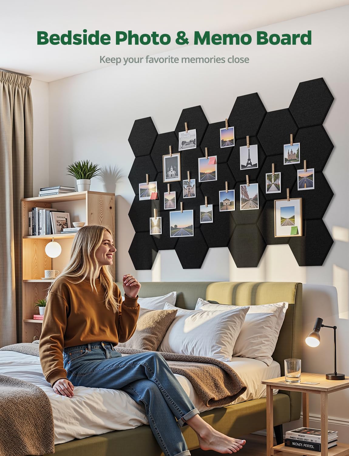 Paquete de 12 paneles de pared hexagonales insonorizados, 12 x 10 x 0.4 pulgadas, paneles acústicos de borde biselado de alta densidad para el hogar, oficina, estudio de grabación, habitación