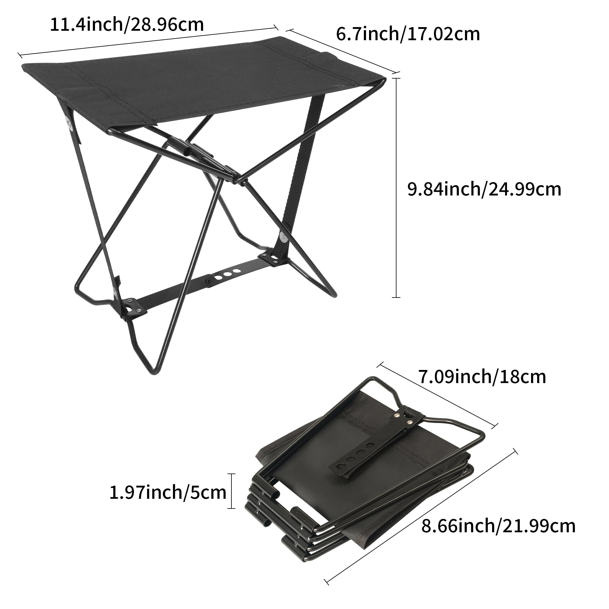 TENPLAY Compact Camping Stool,Poratable Folding Chair,Easy Set Up 600D Oxford PVC/PE Waterproof Coating for Traveling Hiking Fishing BBQ. (Black)