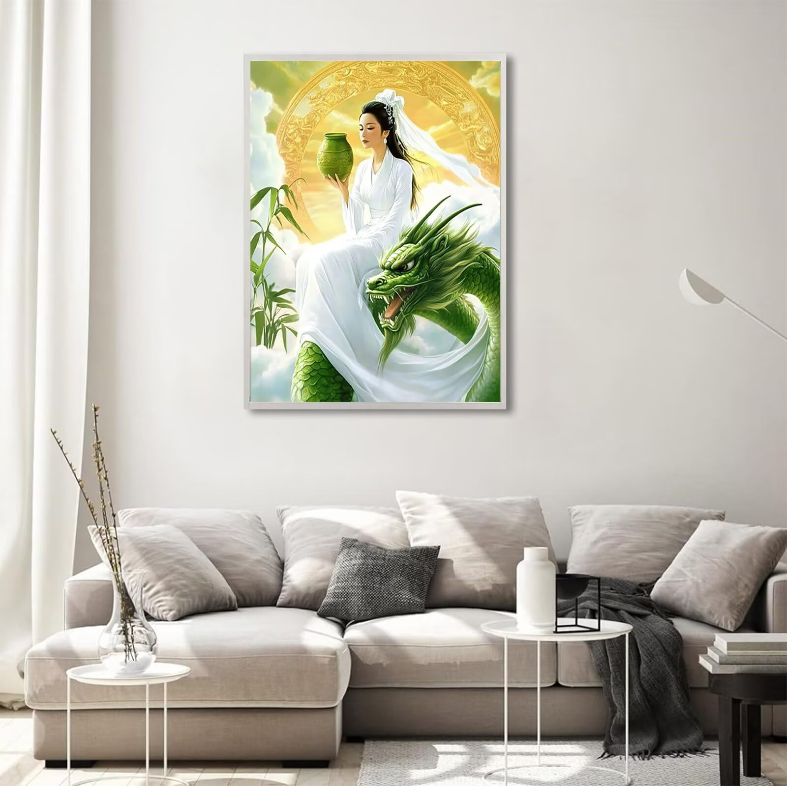 Drachen Diamond Painting Frau Diamond Painting 60x80cm Vollbohrer Diamanten Kinder Anfänger Bastelset, DIY Set Erwachsene Kreativ Set für Erwachsene für Zimmer Wand Deko, Geschenke für Frauen,Model885