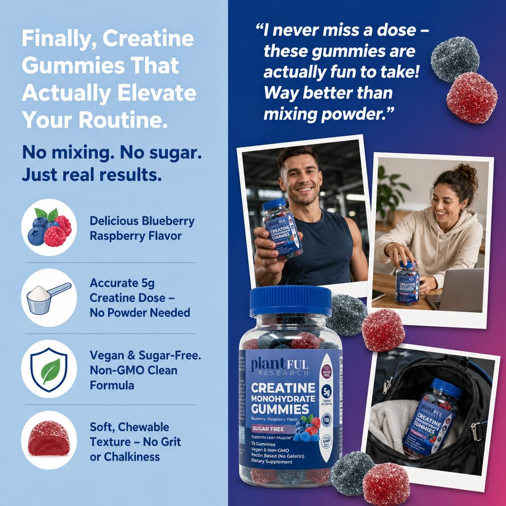Creatine Monohydrate Gummies 5000mg Sugar Free for Women and Men — Amazon image 4