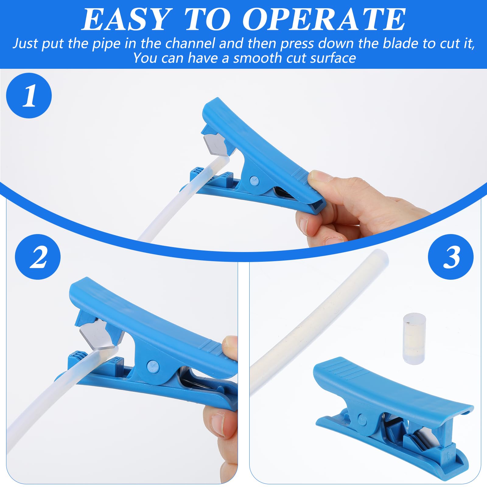 PEOVLVN 3 Pcs Tube Cutter, Plastic Tubing Cutting Tool Pex Hose Cutter for Nylon PVC PU Tubes and Hose Cut up to 3/4 Inch OD (Blue) - Image 4