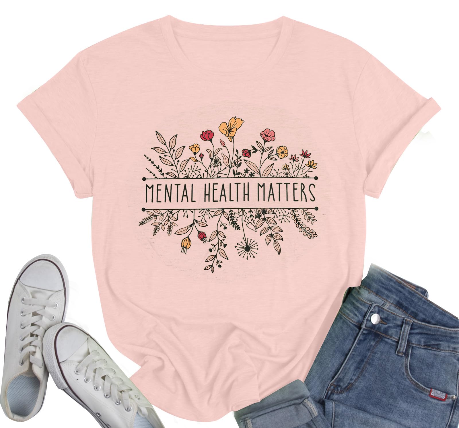 MYHALFMental Health Matters Shirts Women Autism Awareness T-Shirts Inspirational Teacher Shirt Be Kind Graphic Tees Tops