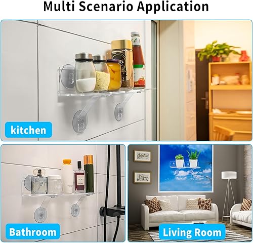 Miniatura 6 de Paquete de 2 estantes acrílicos para plantas de ventana con ventosas y soportes de soporte, extensor de alféizar de ventana rectangular para macetas