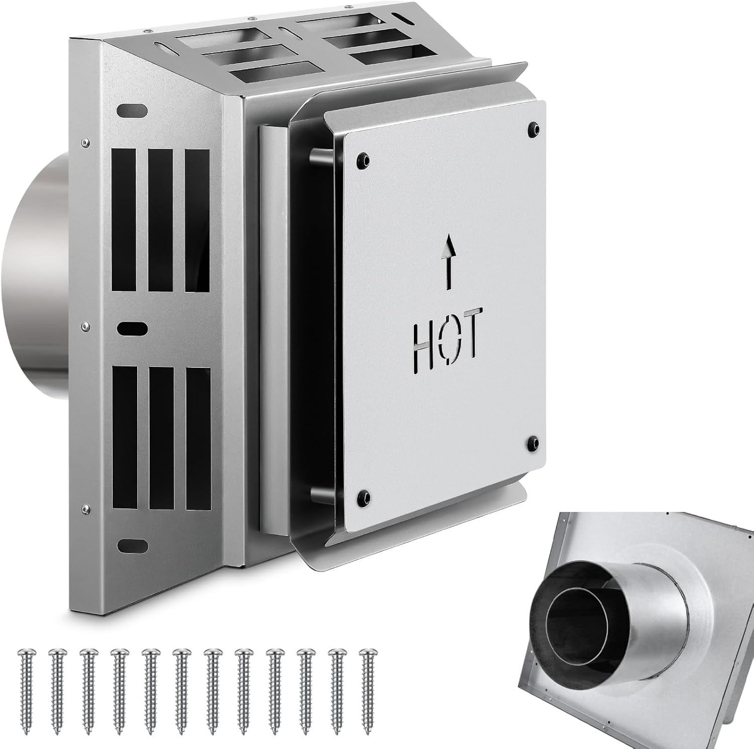 Zonon 4 x 6-5/8 Direct Vent Horizontal Square Termination Cap: Heavy Duty Galvanized Steel for Reliable Fireplace and Stove Venting