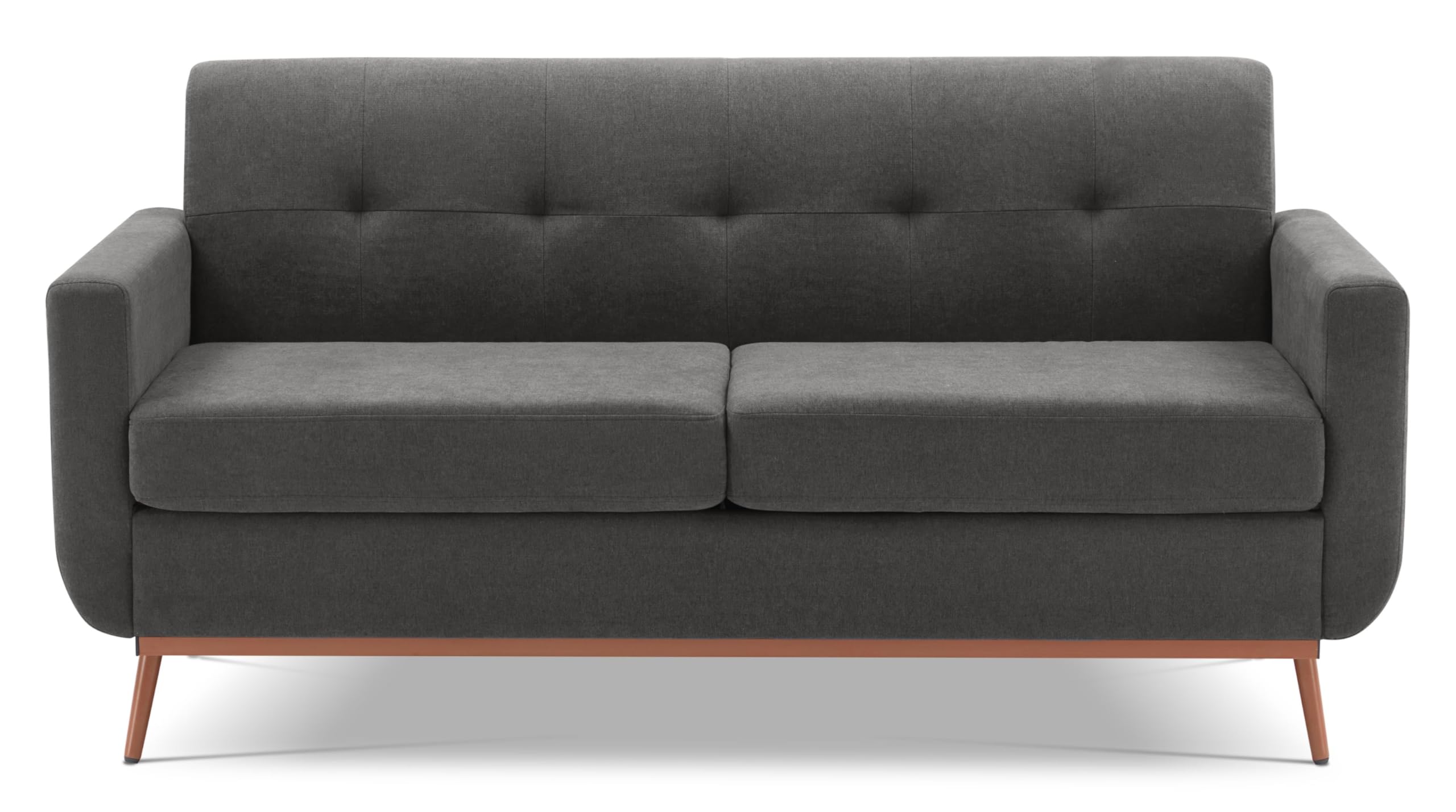 65" Loveseat Sofa, Mid Century Modern Love Seat Couches for Living Room, Comfy Button Tufted Upholstered Sofa Couch for Bedroom, Solid & Easy to Install Small Couch for Small Spaces, Dark Grey
