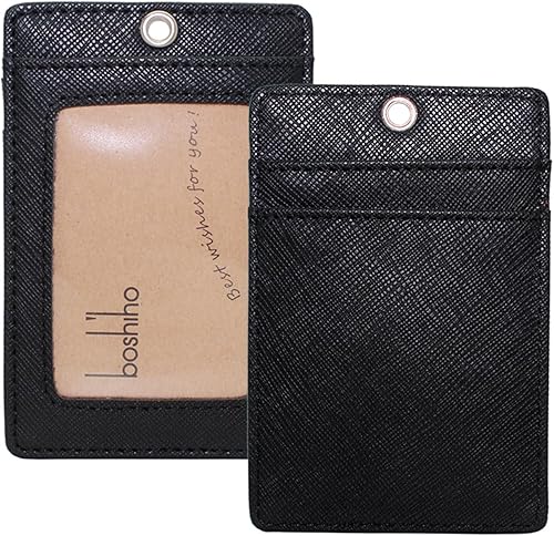 Vista 144 de Boshiho. Funda vertical, de piel, para tarjeta de identificación con cordón resistente., Bolso