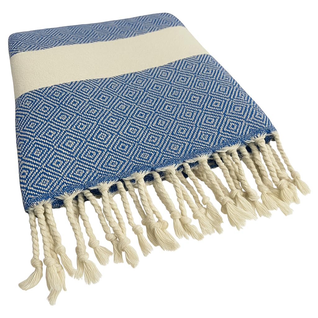 MEBY 2er Set Saunatuch XXL 90x180 cm 100% Baumwolle, Strandtuch, Türkisches Handtuch, Hamamtuch, Yogatuch, Picknickdecke, Reisetuch, Badetuch (Rot & Blau)
