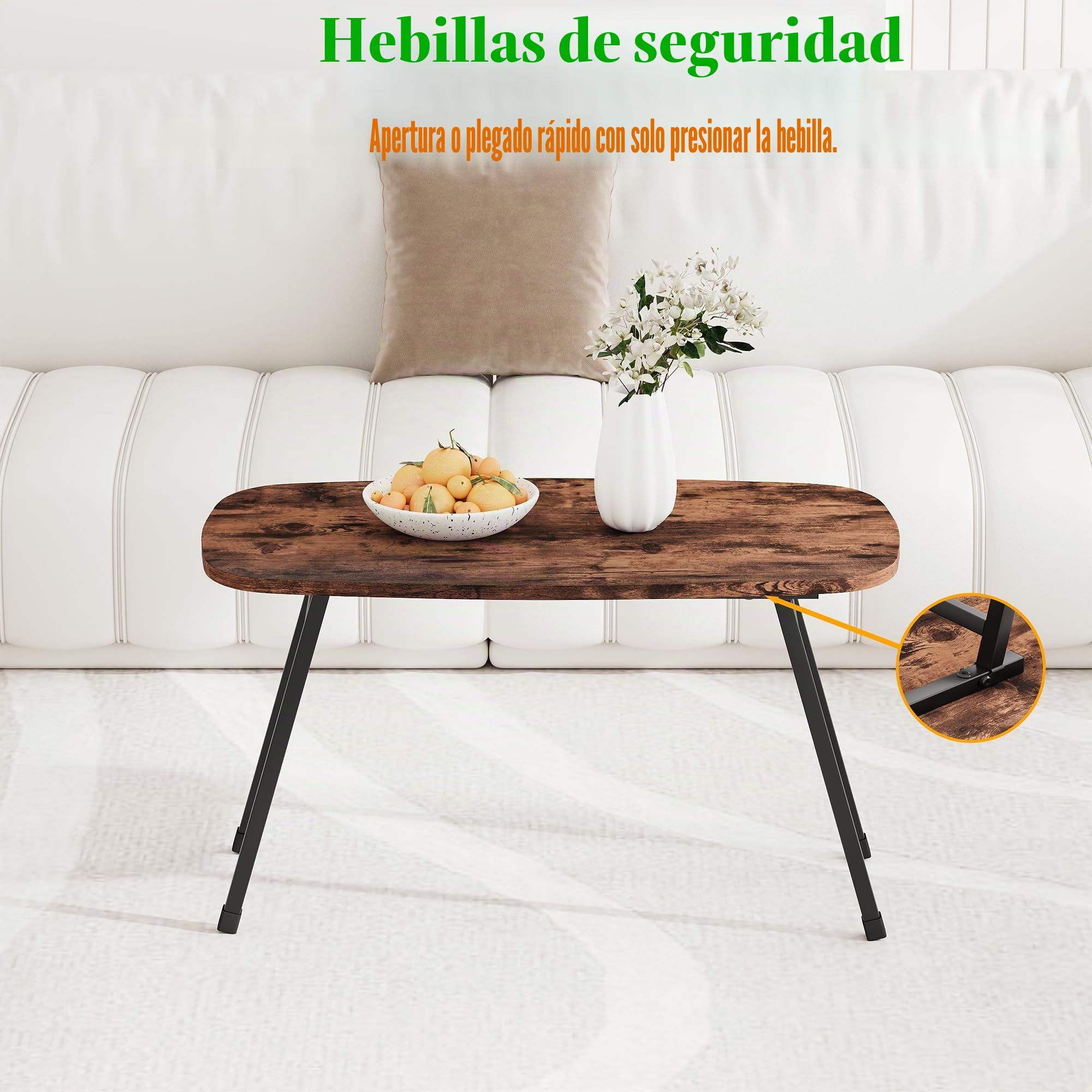 Mesa de centro ovalada, pequeñas mesas de centro plegables para sala de estar, muebles modernos de mediados de siglo, mesa de té, mesa auxiliar para sofá, escritorio de piso plegable para