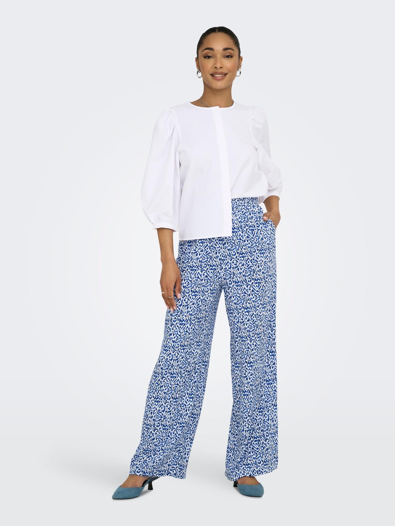 Jdy Star Sezen Life Mw Wide Pant WVN Dia, Cloud Dancer, 42W / 32L