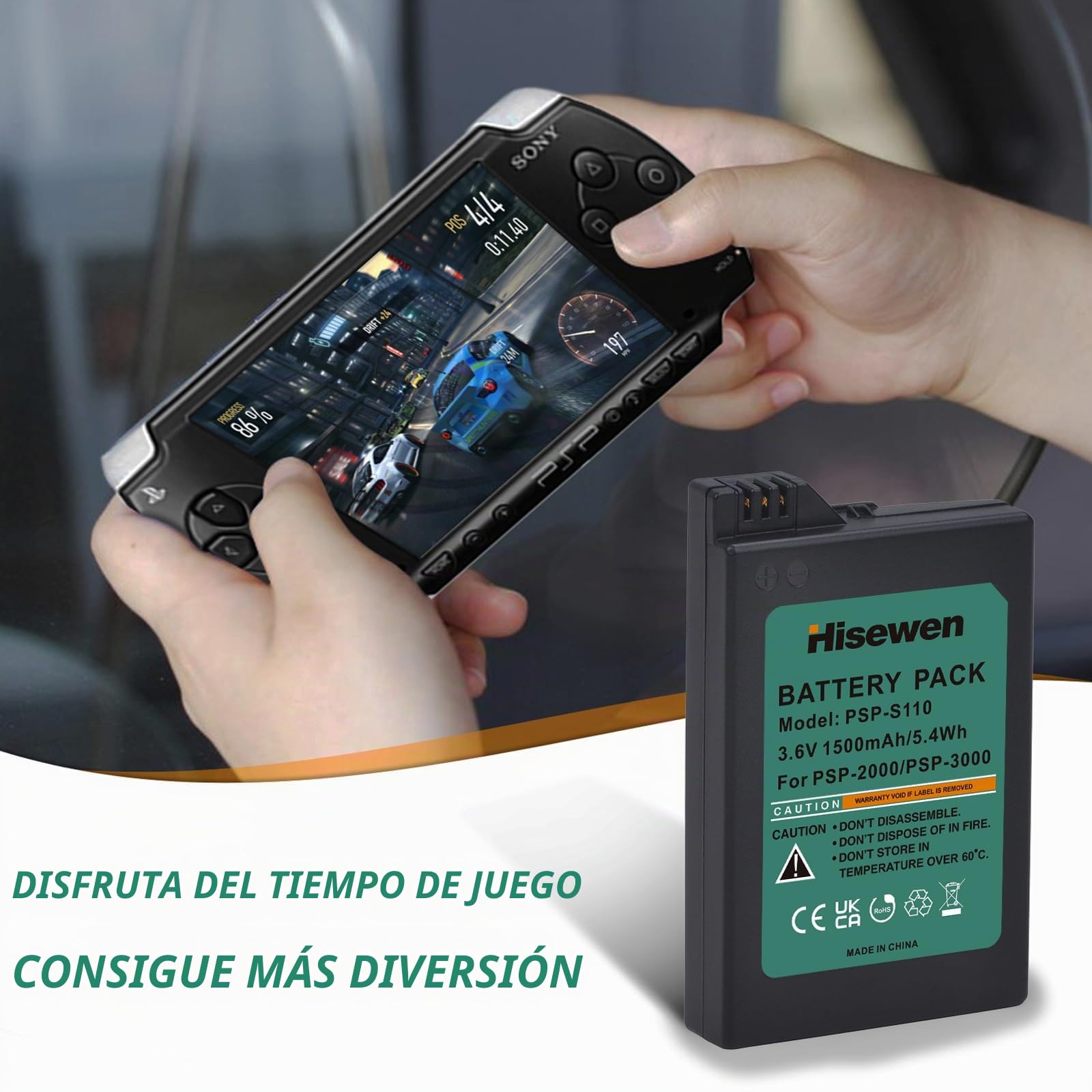 Batería de iones de litio para Sony PSP 3000/PSP 2000, PSP-3000, PSP-3001, PSP-3001, PSP-3000, PSP-3001, PSP-3002, PSP-3004, PSP Slim Console
