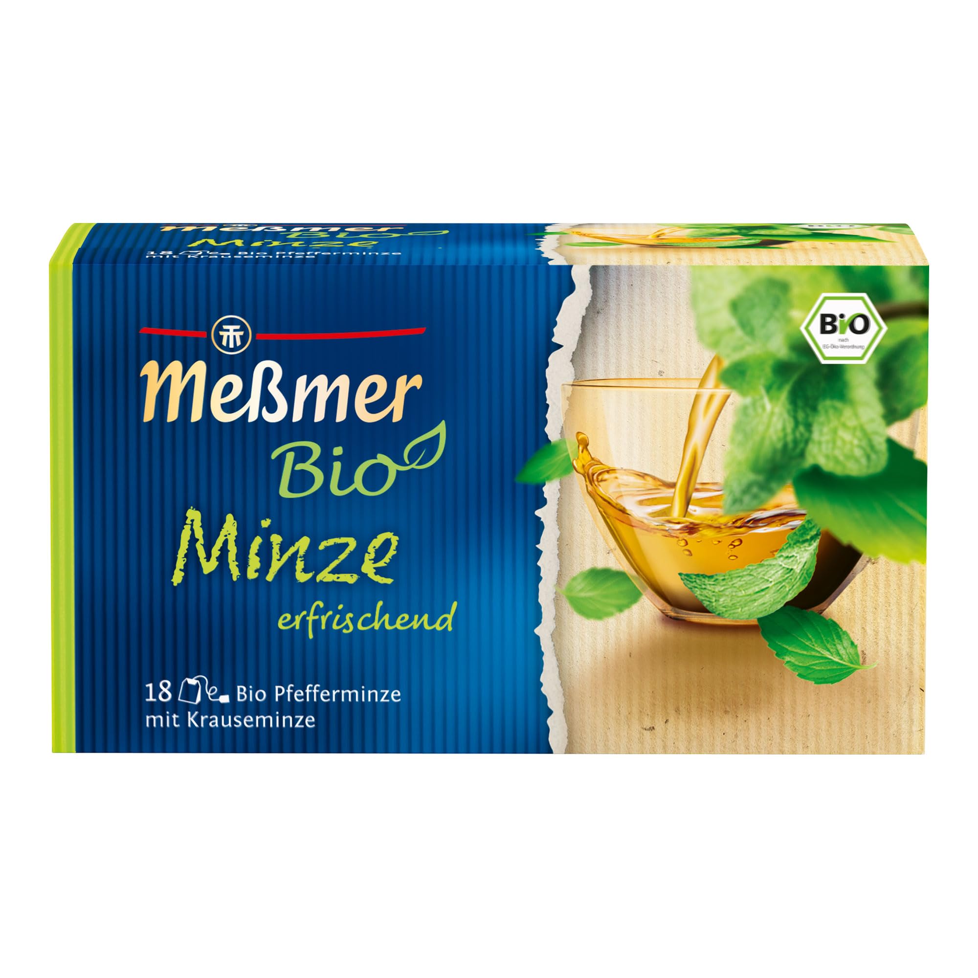 Meßmer Bio Minze | erfrischend | 18 Teebeutel | Vegan | Glutenfrei | Laktosefrei