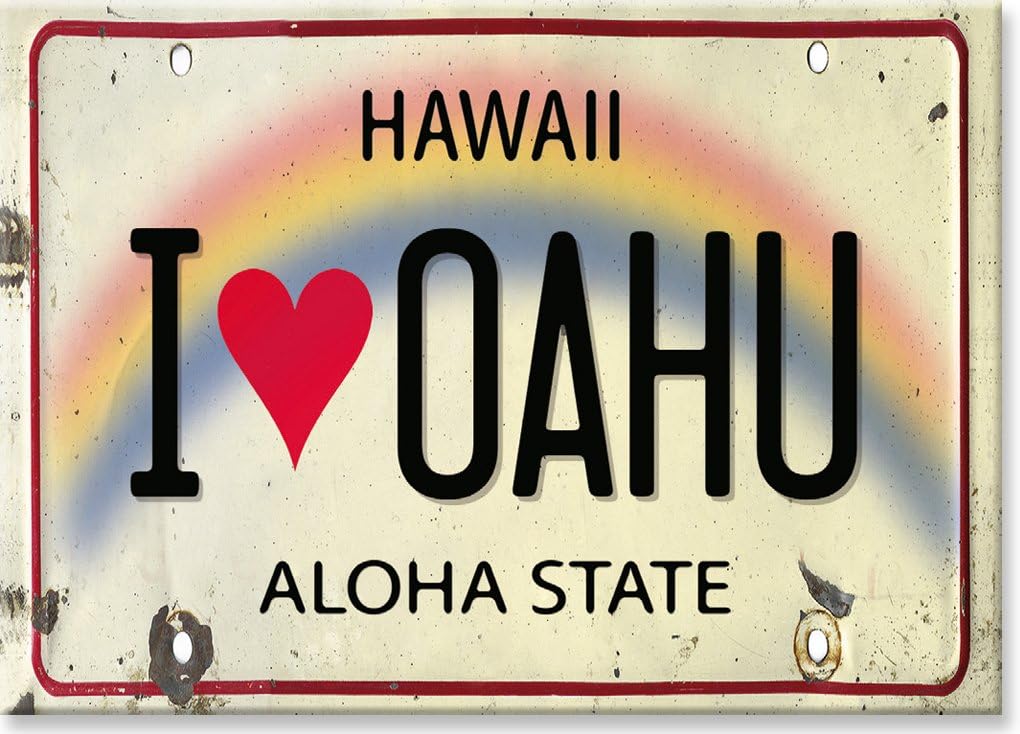 Hawaiian Art Collectible Refrigerator I Love Oahu