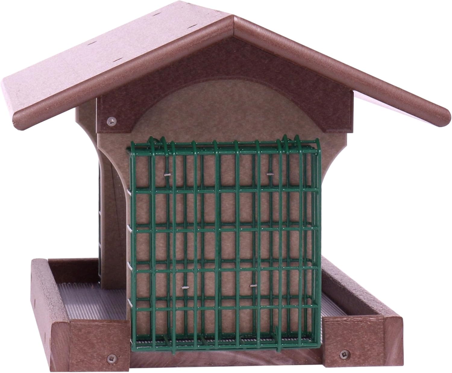 AmishToyBox.com Deluxe Bird Feeder with Suet Holders, Made with Eco-Friendly Poly Lumber (Tudor Brown/Weathered Wood)