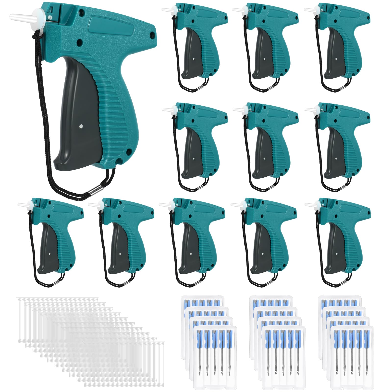 Therwen 5072 Pcs Tagging Guns for Clothing Tag Attacher Gun Kit 12 Clothing Label Tagging Gun Price Retail Tagging Gun 60 Needles 5000 Barbs Fasteners for Boutique Cloth Warehouse Yard (Cyan)