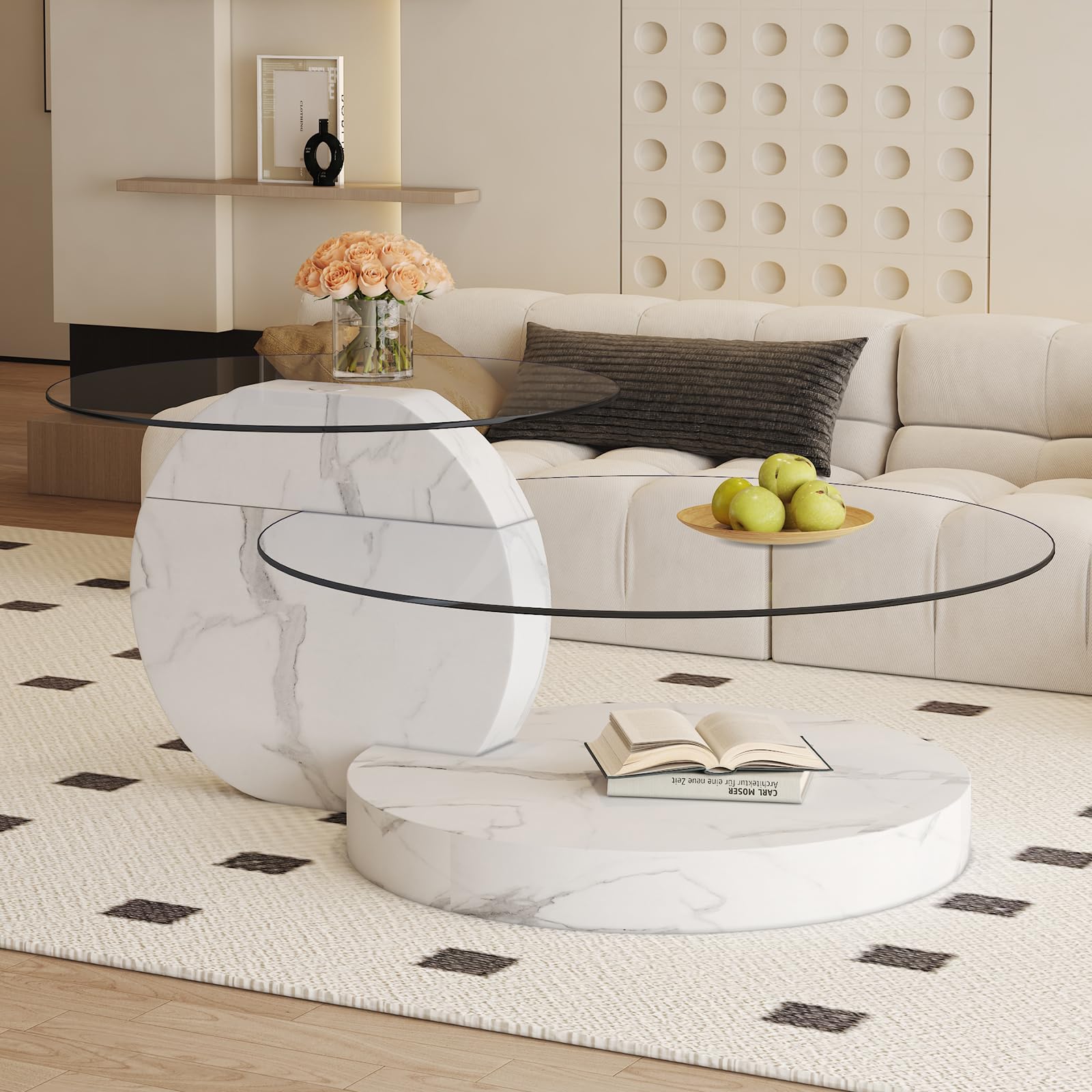 Glass Coffee Table 3 Tier Round