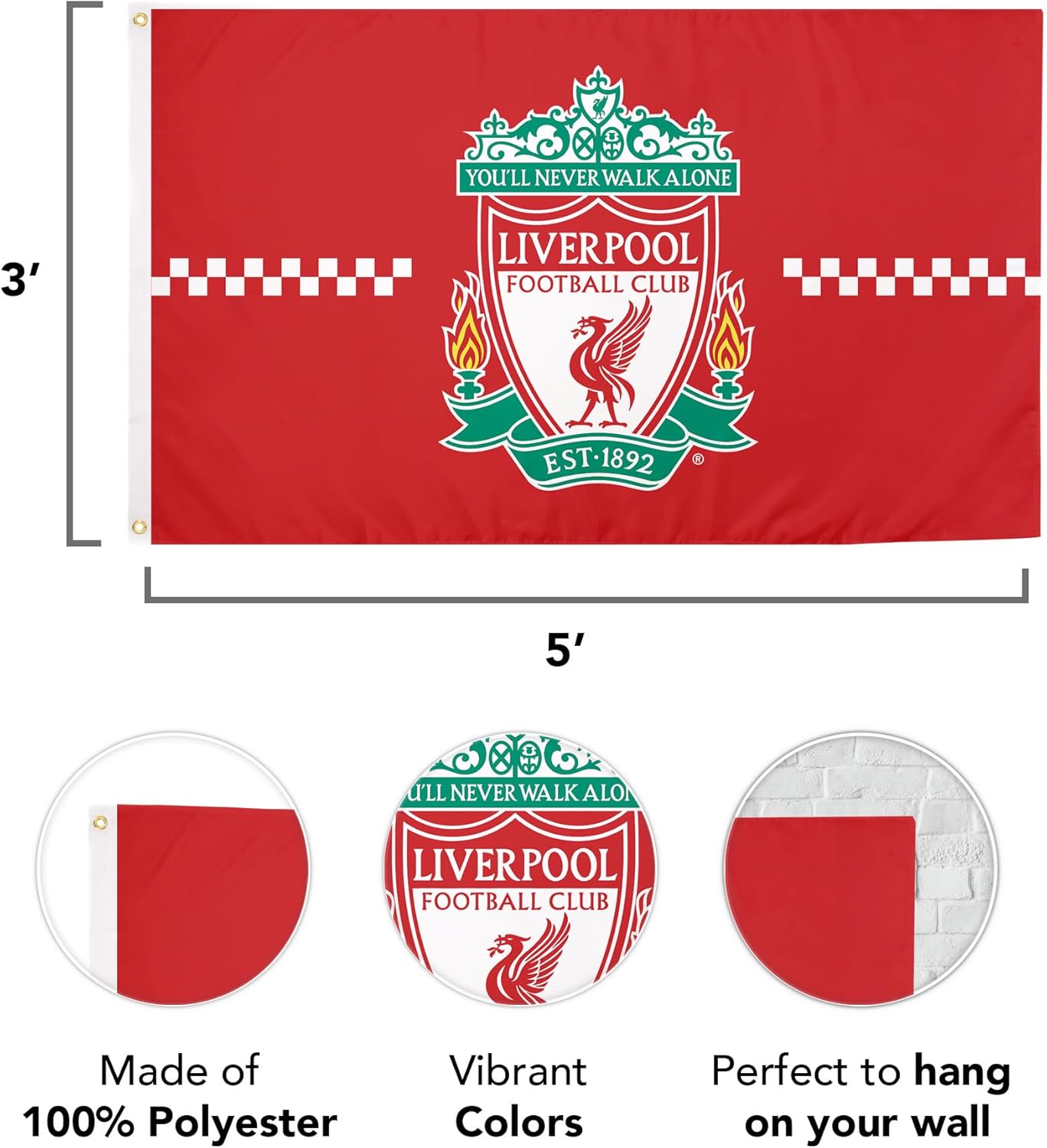 Desert Cactus Liverpool FC Flag Football Club Soccer 100% Polyester Indoor Outdoor 3x5 feet Flags (Flag I)