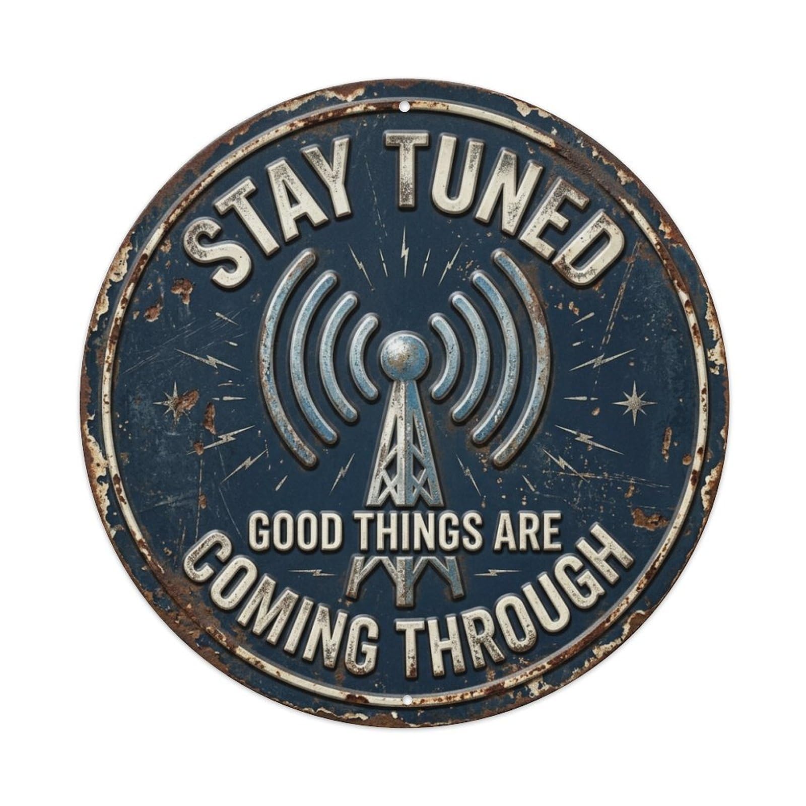 Antenna Waves Signal Office Vintage Metal Tin Sign Plaque Wall Decor for Cafe, Club Bar, Office, Garden Metal Poster 8x8Inch