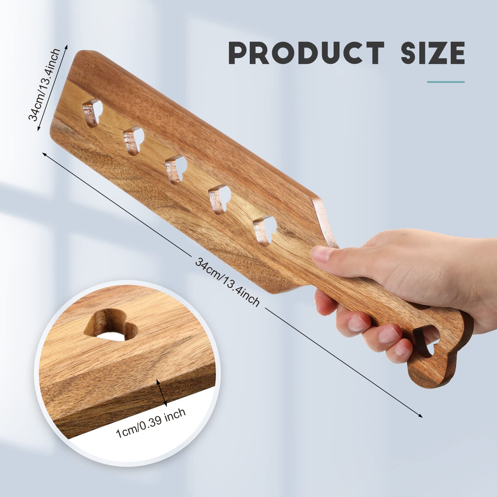 Baderke Valentine Wooden Paddle with Airflow Holes 13.4 Inch Acacia Fraternity or Sorority Greek Wood Paddle Solid Thick Lightweight with Smooth Surface