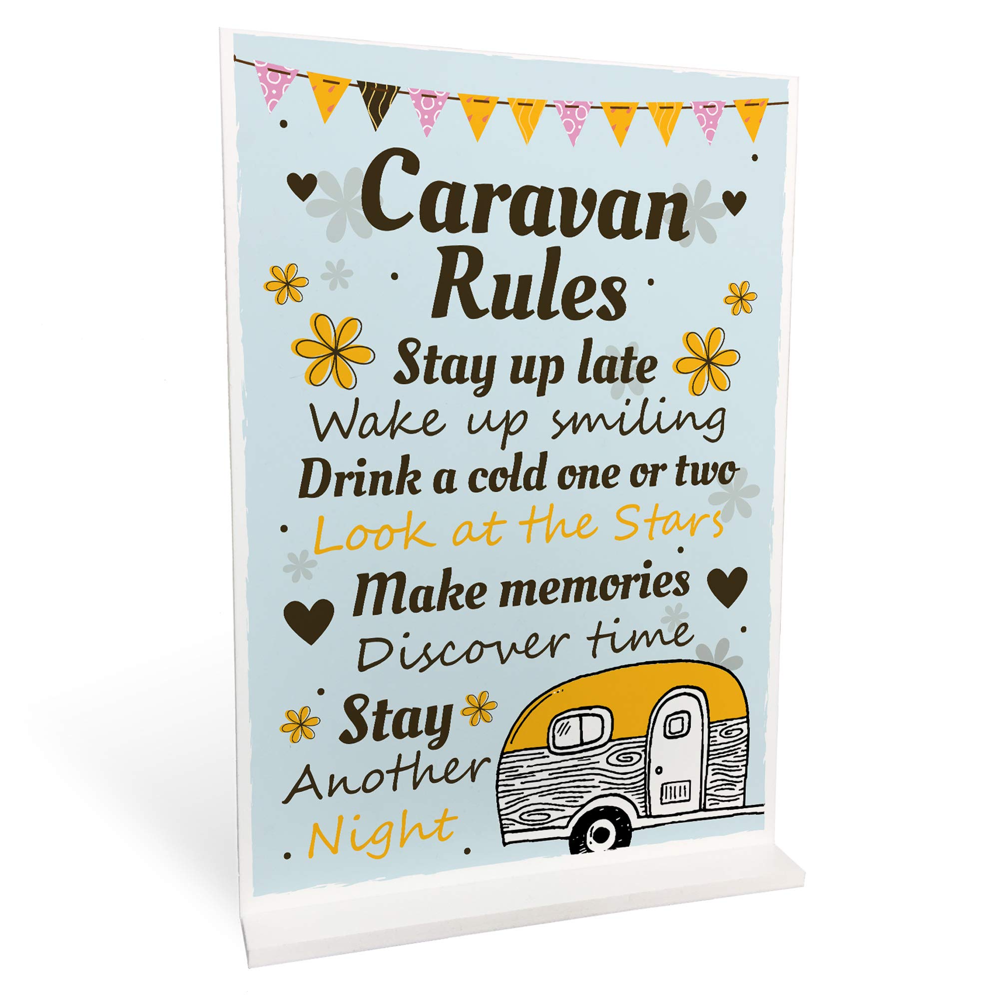 RED OCEAN Home Sign For Caravan Standing Plaque Caravan Rules Sign Birthday For Mum Dad Nan Grandparents