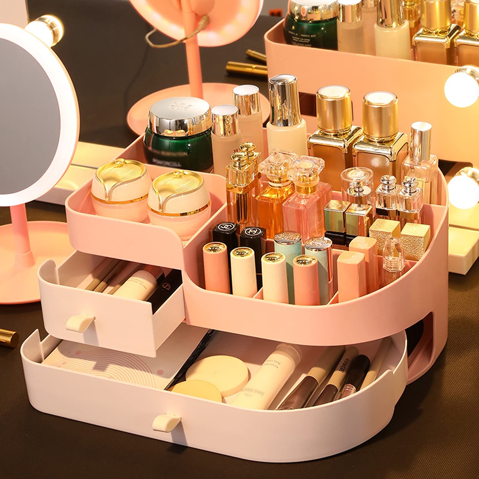Cajón de almacenamiento Cajón Tipo Cosméticos Caja de almacenamiento Pequeño Cosmético Maquillaje Organizador Caja de almacenamiento de plástico Casón Cosméticos Estante de almacenamiento Caja de alma