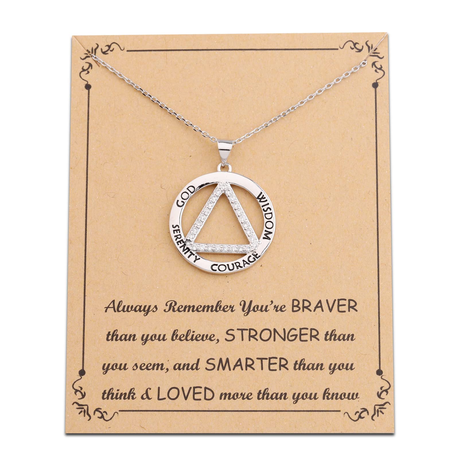 BNQLAA Symbol Necklace AA Recovery Gifts Alcoholics Anonymous Jewelry Serenity Prayer Gifts AA Inspirational Gifts