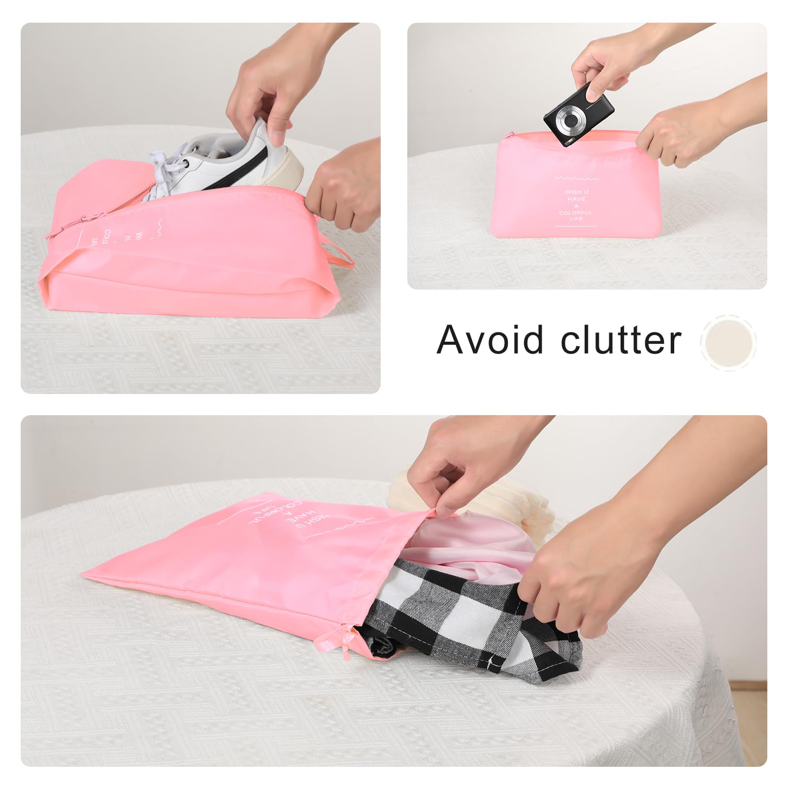 Magic Park 8Pcs Packing Cubes for Storage Luggage Packing Cube Organizer Travel Packing Cubes Set Clothes Shoes Storage Travel Organizer Bags for Luggage (Pink)