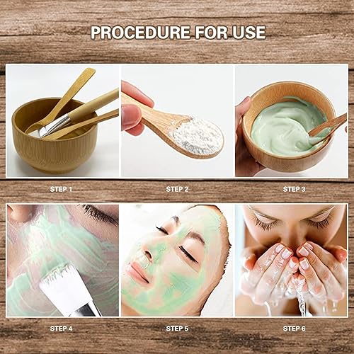 Miniatura 3 de Juego de 4 cuencos para mezclar mascarillas de bambú, herramientas faciales para el cuidado de la piel, kit de herramientas de mezcla de mascarillas