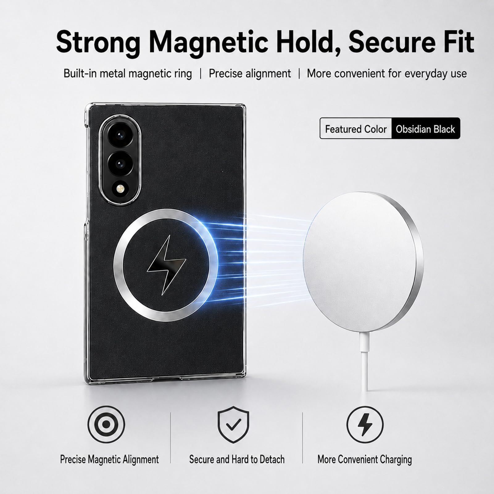 Magnetica Custodia per Samsung Galaxy Z Fold 8, Sottile e Leggera,Nero,Fold 8