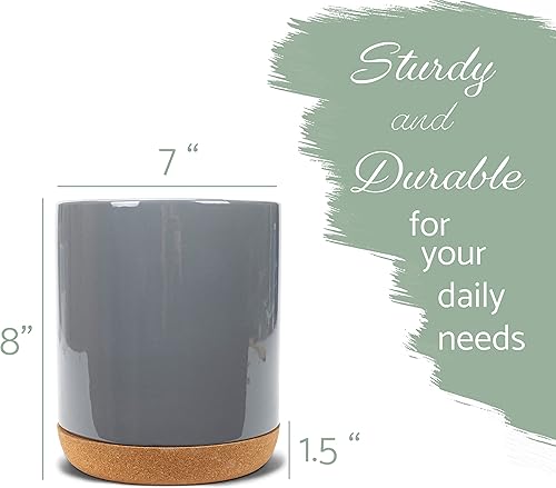 Miniatura 2 de Elanze Designs Portavasos extragrande de gres gris de 24 unidades K con fondo de corcho